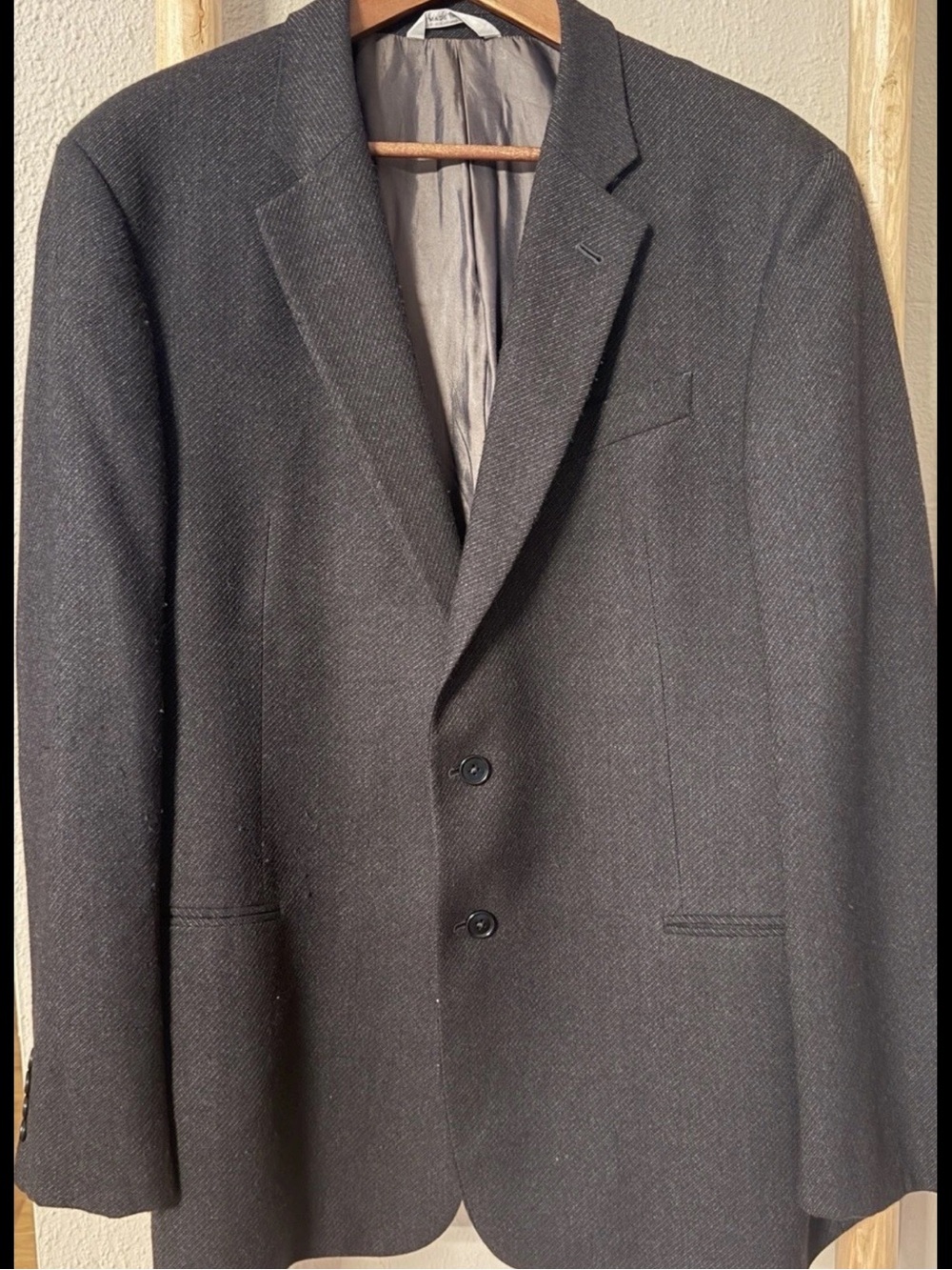Armani Collezioni Men’s 44R Gray 100% Wool Two Button Blazer